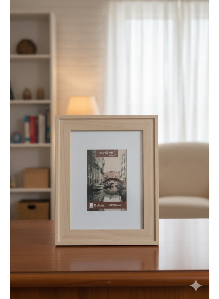 Premium MDF Wood Photo Frame 24×30 cm, Light Beige Wooden Finish, Elegant Picture Frame for Wall & Table Display - Image 4